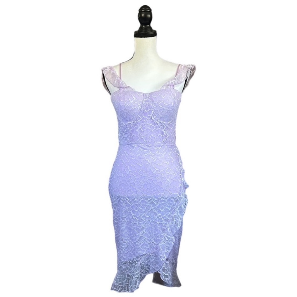 Material Girl Orchid Bloom Lace Convertible Ruffle Bodycon Dress Coquette M NWT